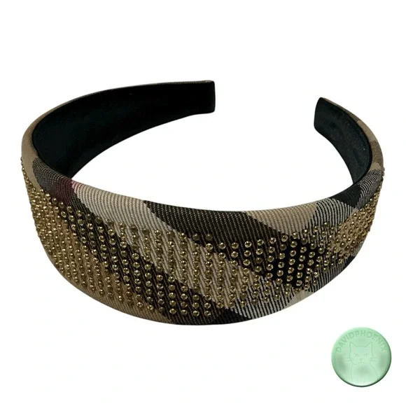 Burberry Women’s Headband – Classic Check with Gold Studs - Picture 2 of 7